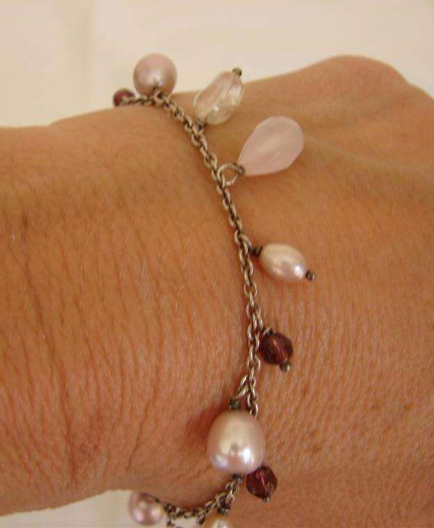 925 SILVER BRACELET WITH PEARLS & CRYSTALS