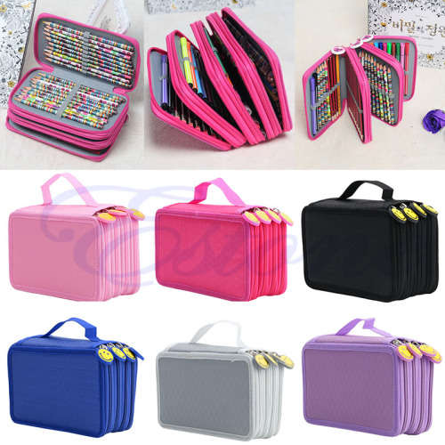 Light Grey - 72 Holders Pencils Case - 4 Layers Canvas Pencil case