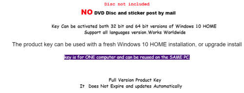 Win 10 HOME Win10 Windows 10 HOME 32/64 bit licence activation key