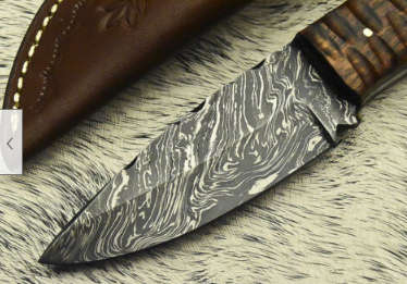 8.Damascus steel handcrafted hand crafted knife with leather pouch walnut handle perfect gift!