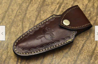 17.Damascus steel hand crafted folding knife with leather pouch walnut handle perfect gift!