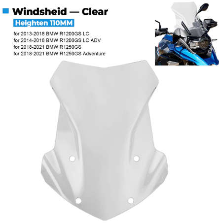 BMW R1200GS LC 13-18 R1250GS 18-22 aftermarket clear taller screen better than oem!