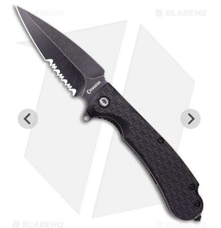 Russian Daggerr Urban 2 folding  knife black semi serrated blade black