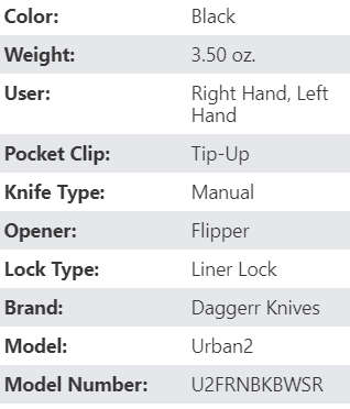 Russian Daggerr Urban 2 folding  knife black semi serrated blade black