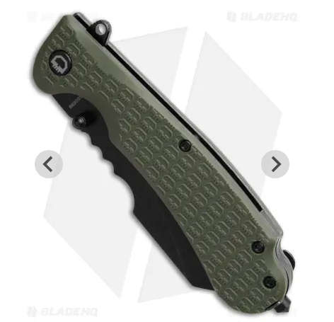Russian Daggerr Rhino folding  knife black plain blade olive