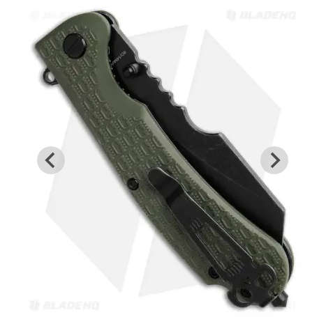 Russian Daggerr Rhino folding  knife black plain blade olive
