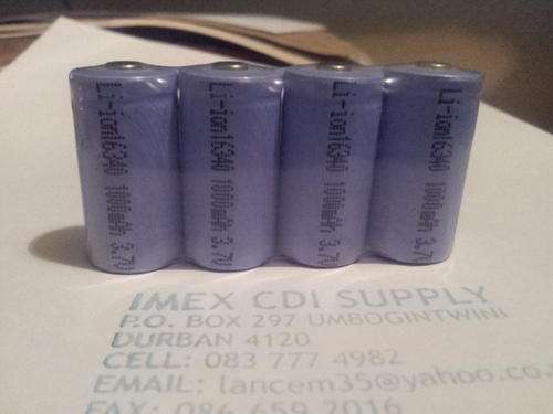 4x CR123A rechargeable batteries 1000Mah 3.7v