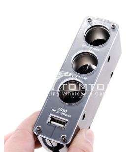 12V car cigarette lighter socket x3 with 1x usb port
