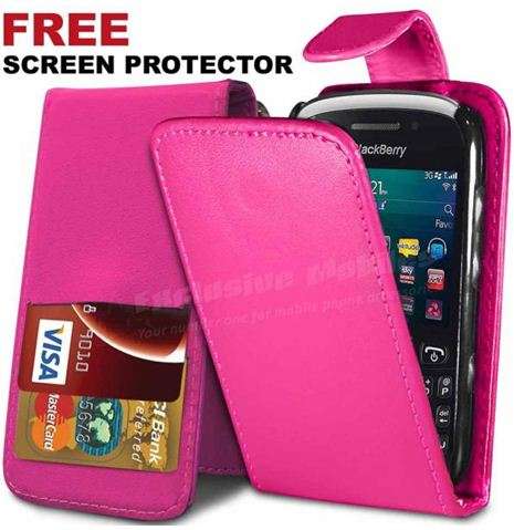 Blackberry BB 9320 curve flip cover+screen protector PINK