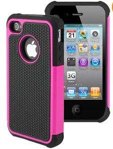 Apple Iphone I4 4S shock proof case cover PINK free screen protector +stylus