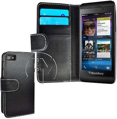 Blackberry Z10 wallet case cover BLACK screen protector,Stylus+ FREE Cell antennae booster!