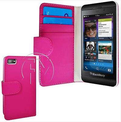 Blackberry Z10 wallet case cover PINK screen protector,Stylus+ FREE Cell antennae booster!