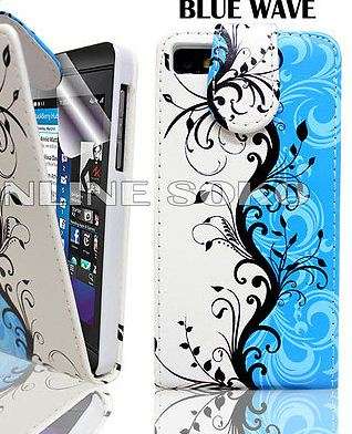 Blackberry BB Z10 flip case cover ,screen pretector,stylus,antenna booster BLUE WAVE