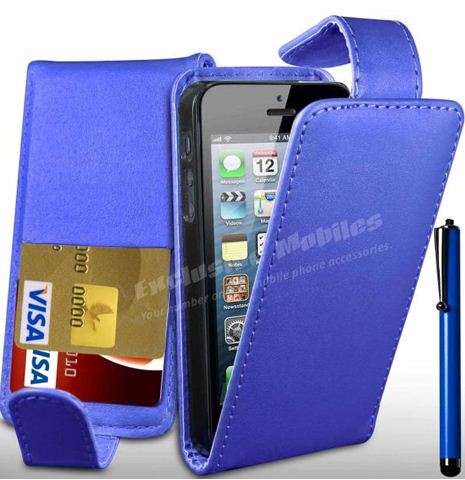 Apple Iphone I5 flip case cover BLUE,screen protector,stylus,SIGNAL BOOSTER!