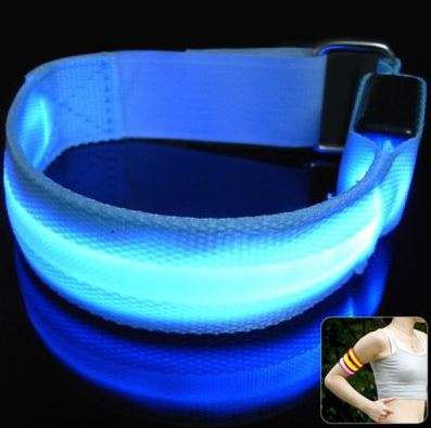 57. LED light armband strap bracelet safety jogger runner cyclist BLUE ADULTS
