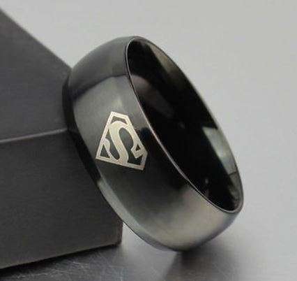 Black Stainless steel Superman ring size 10