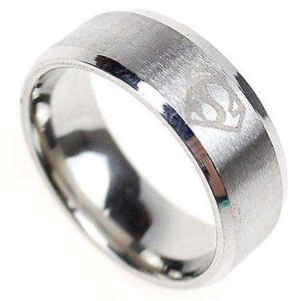 Silver Stainless steel Superman ring size 10