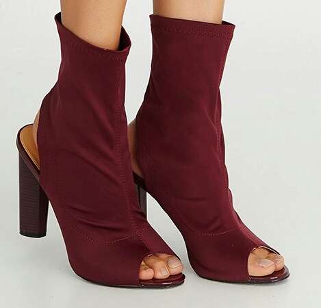 Jada Open Toe Ankle Boot - Burgundy Boot