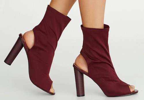Jada Open Toe Ankle Boot - Burgundy Boot