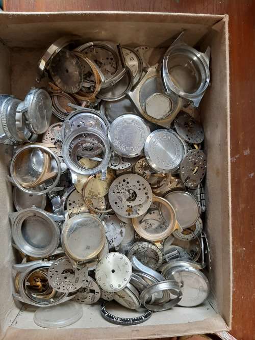 mix lot watch parts.faces/plates and works
