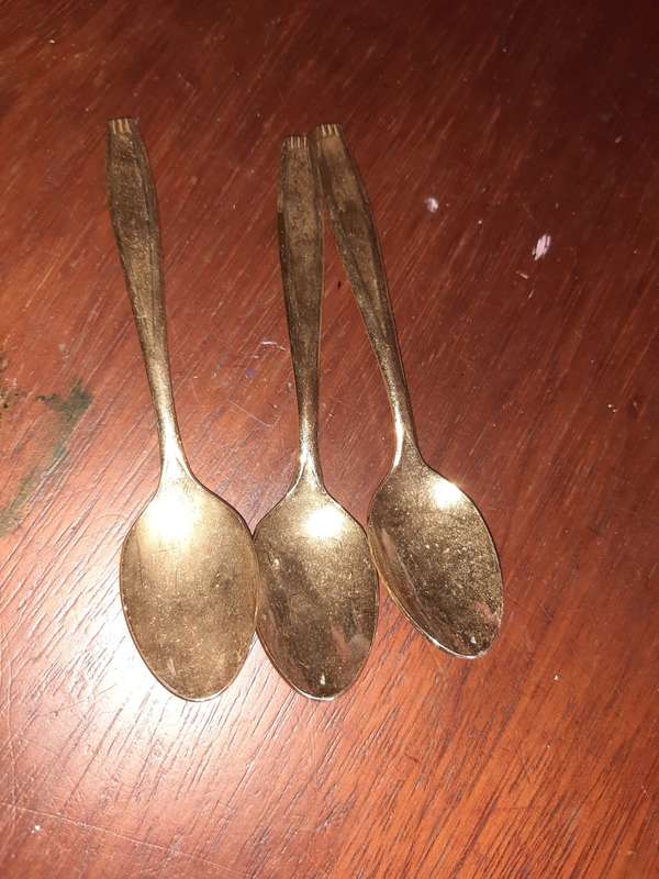 3x 23K Gold Plated Stainless steel  teaspoons