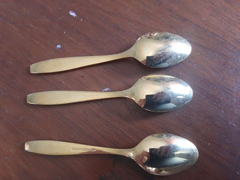 3x 23K Gold Plated Stainless steel  teaspoons