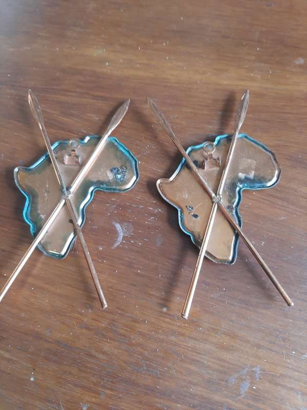 2 x copper in Shape of map of Africa memorabilia (wall hanging)