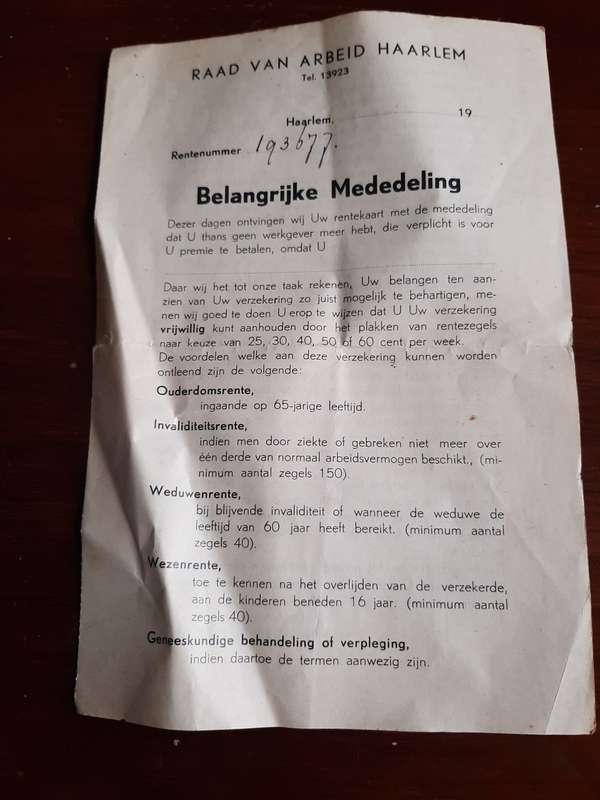 Wetgewing blad 1948 Raad van Haarlem