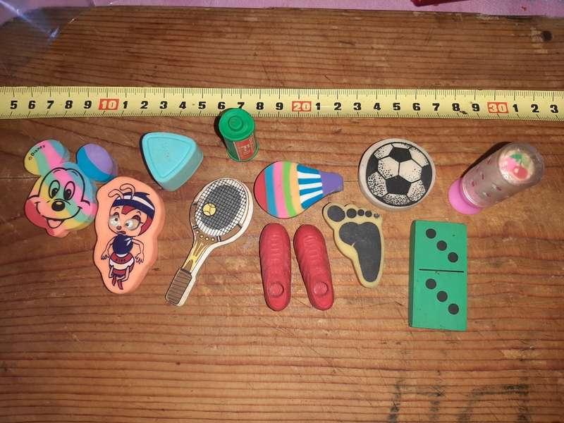 12 Erasers, sports and other fun erasers