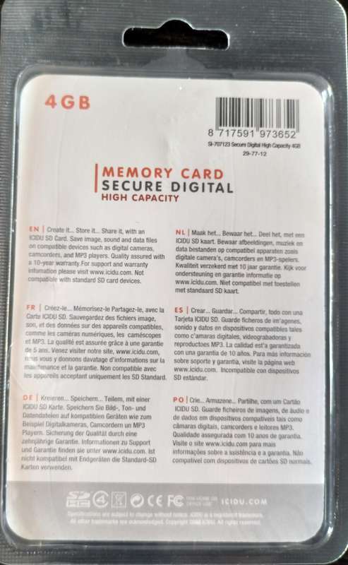 4GB Memory card (Icidu) - Unopened