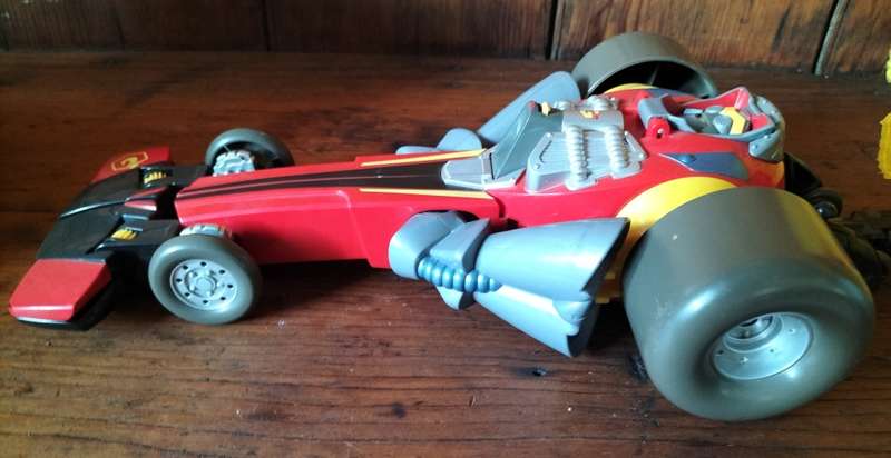 Vintage Playskool (Hasbro) plastic drag racer with parachute