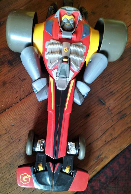 Vintage Playskool (Hasbro) plastic drag racer with parachute