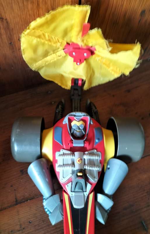 Vintage Playskool (Hasbro) plastic drag racer with parachute