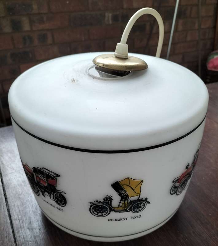 Vintage lamp shade with vintage car theme