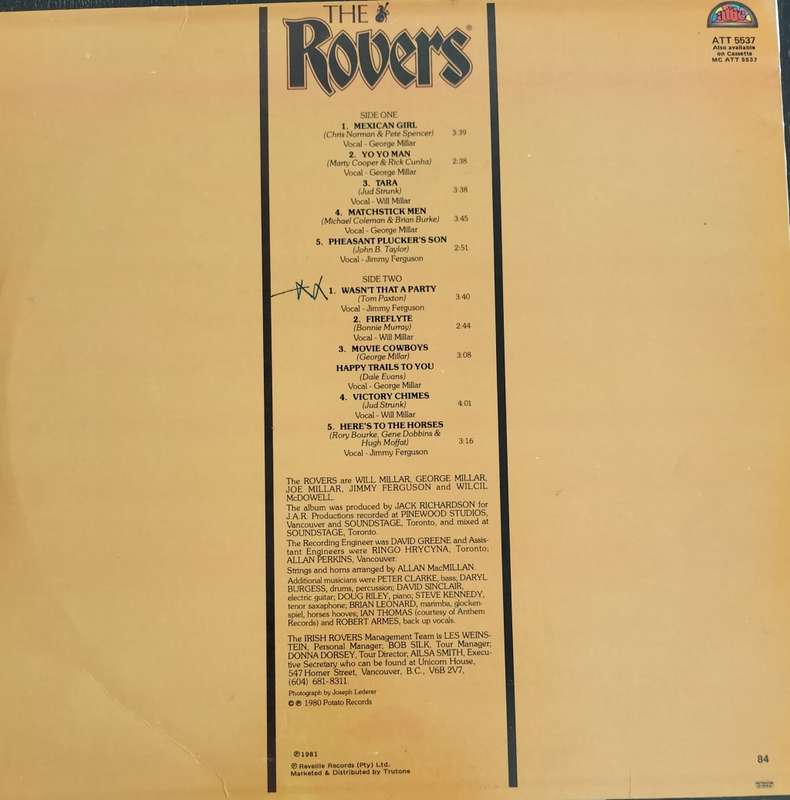 The Rovers. Vintage LP / Vinyl / Record