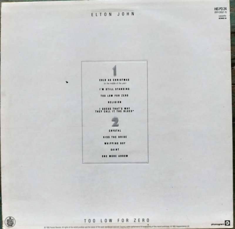 Vintage LP / Vinyl / Record - Elton John - Too low for zero