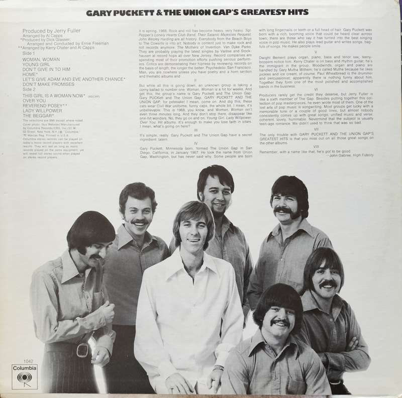 Vintage Vinyl / LP / Record - Gary Puckett and the Union Gap`s greatest hits
