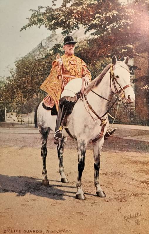 Vintage Post Card - British - 2nd Life Guard - Trumpeter