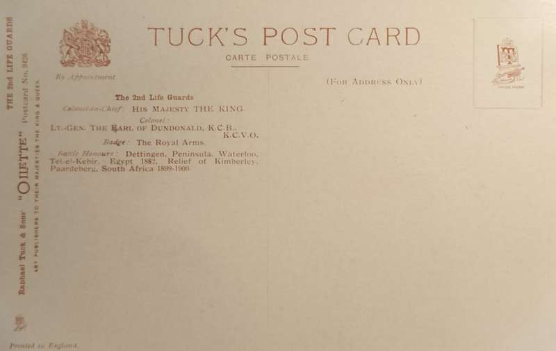 Vintage Post Card - British - 2nd Life Guard - Trumpeter