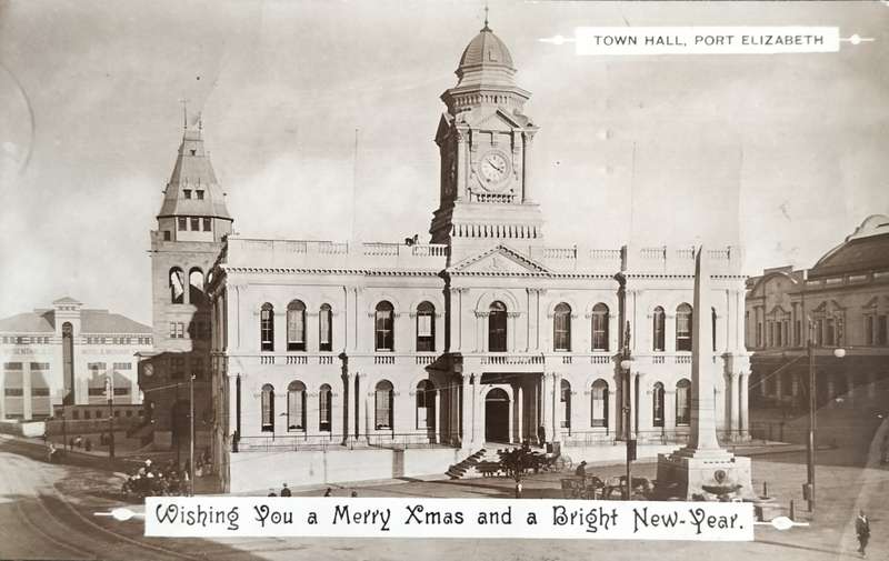 Vintage picture post card - South Africa - Port Elizabeth Town Hall (unused)