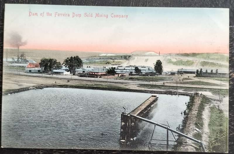 Vintage post card - South Africa - Gold mining