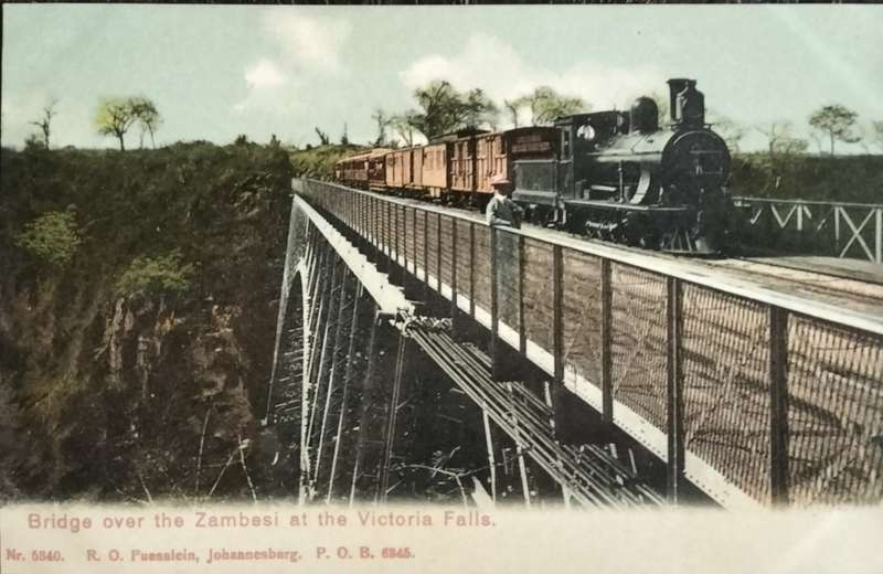 Vintage post card - South Africa - Railway bridge over Zambesi