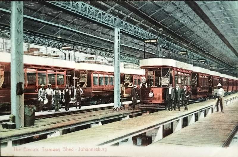 Vintage post card - South Africa - Johannesburg Tramway Shed
