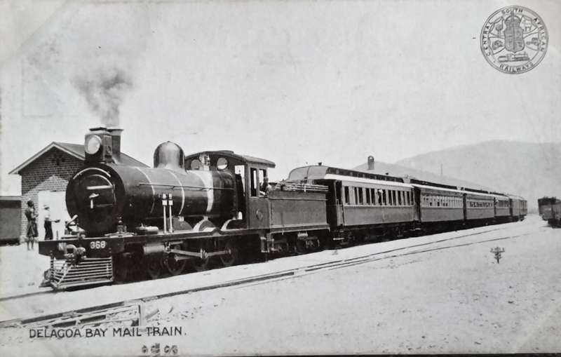 Vintage post card - South Africa - Delagoa mail train