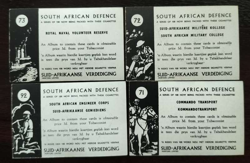 South African Defence - Incomplete set of Cigarette Cards (x44)
