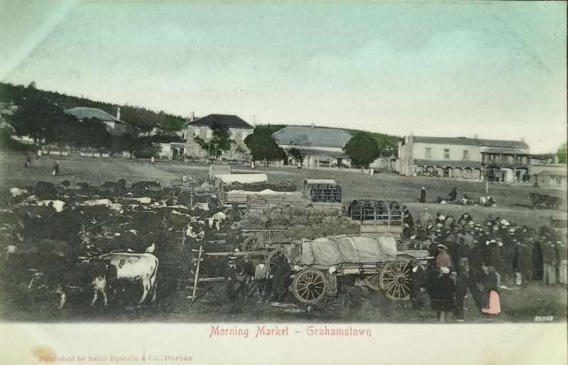 Vintage post card - South Africa - Grahamstown market