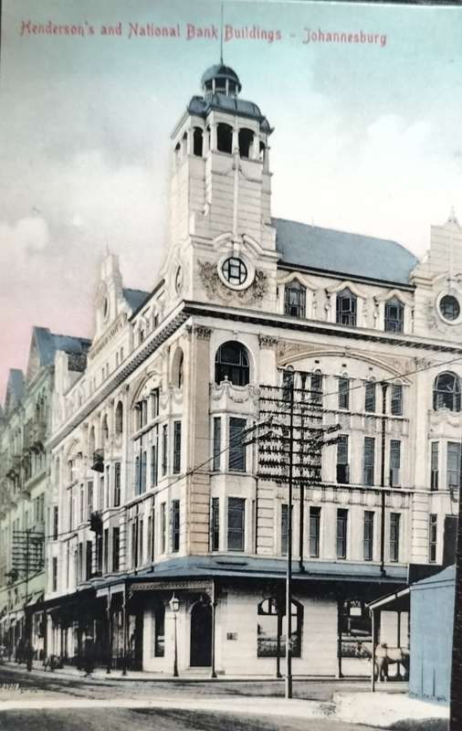 Vintage post card - South Africa - Johannesburg - Henderson & National Bank buildings
