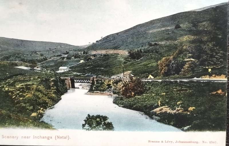 Vintage post card - South Africa - Inchanga - Railway line and bridge -