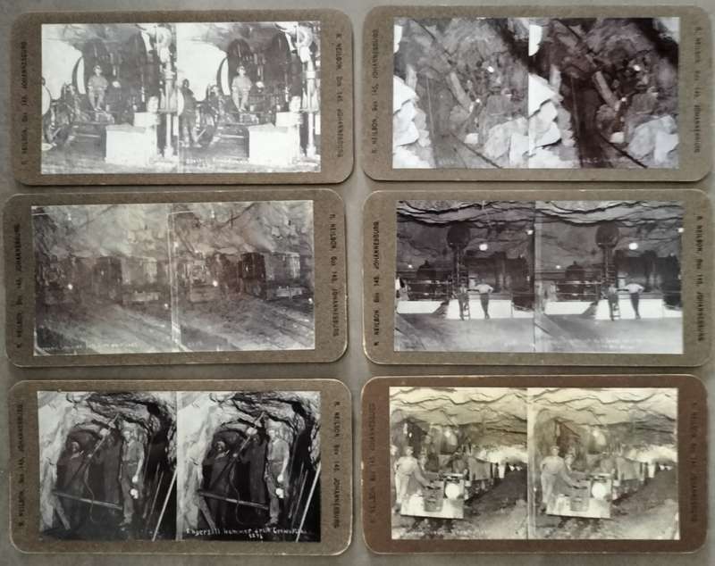 Antique deep level mining stereo views (x14)