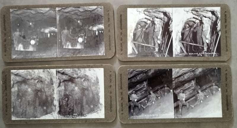 Antique deep level mining stereo views (x14)